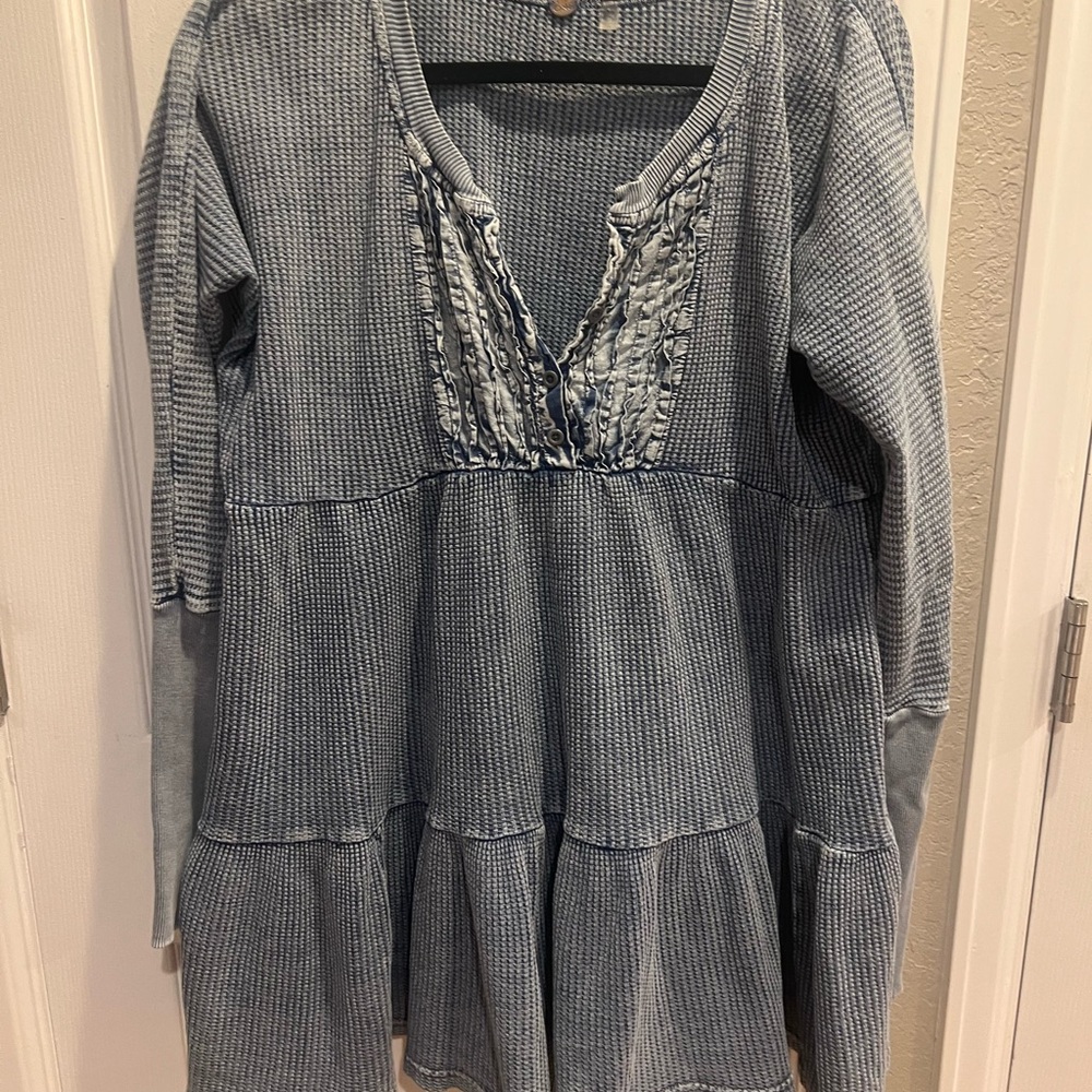 Free People Blue Long Sleeve Dress.